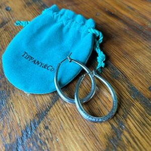 Tiffany & Co. Elsa Peretti Puffy .925 Sterling Silver Oval Hoop Earrings.